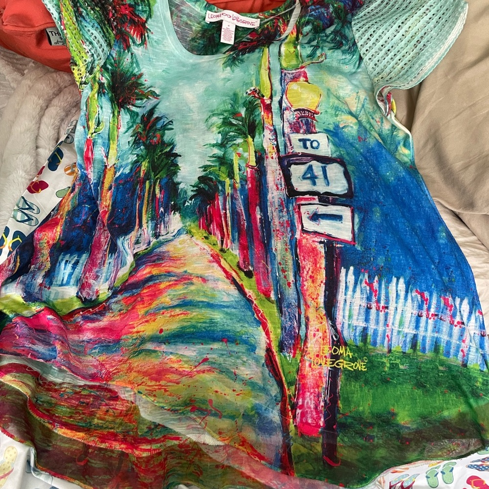Leoma Lovegrove top depicting historic Route 41.